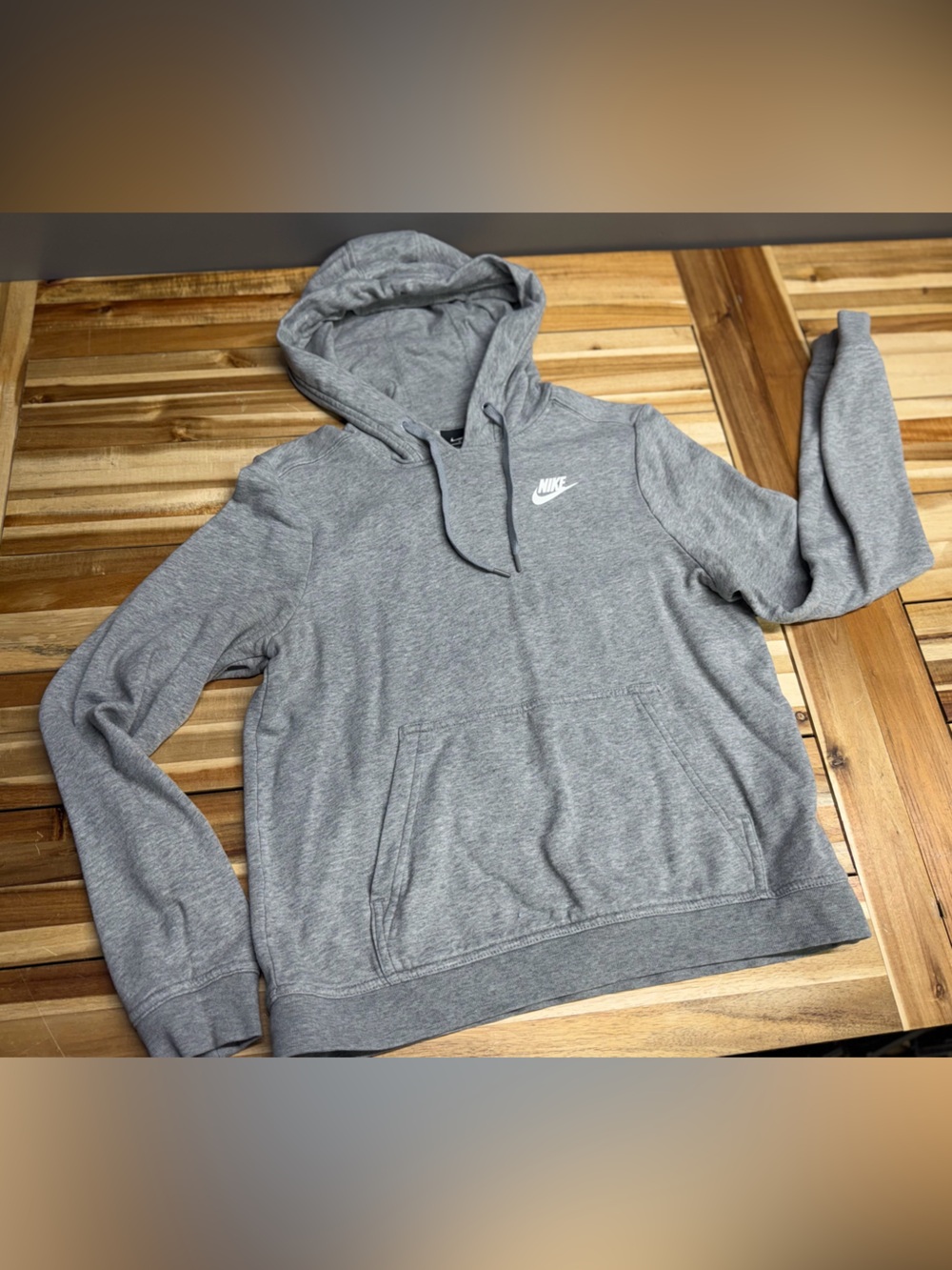 Nike Gray Pullover Hoodie with White Swoosh